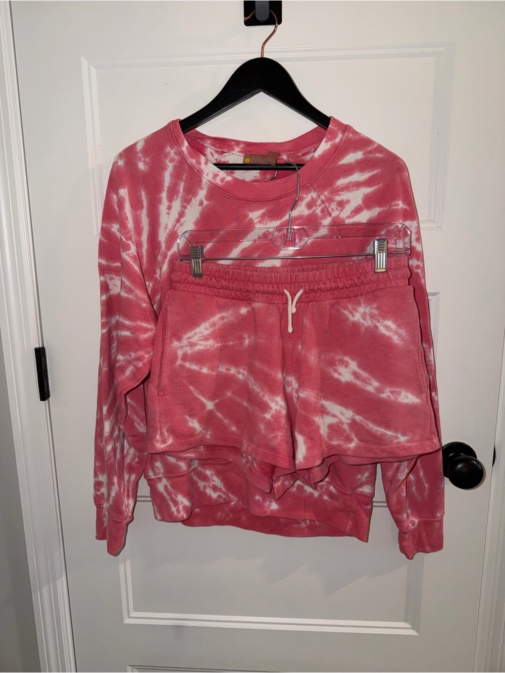 Zella pink Tie-Dye Sweatshirt and Shorts Set